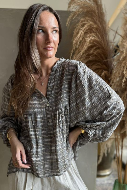 Greta Check Country Smock Earth